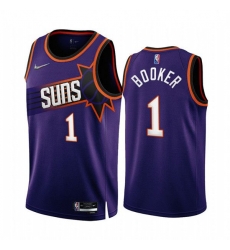 Phoenix Suns #1 Devin Booker 2022-23 Purple 75th Anniversary Icon Edition Stitched Jersey
