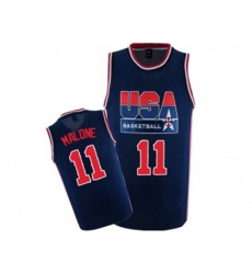 Nike Team USA #11 Karl Malone Authentic Navy Blue 2012 Olympic Retro Basketball Jersey
