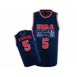 Nike Team USA #5 David Robinson Authentic Navy Blue 2012 Olympic Retro Basketball Jersey
