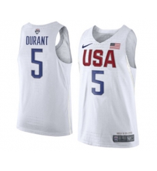 Nike Team USA #5 Kevin Durant Swingman White 2016 Olympic Basketball Jersey