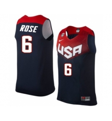 Nike Team USA #6 Derrick Rose Swingman Navy Blue 2014 Dream Team Basketball Jersey
