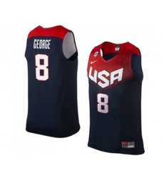 Nike Team USA #8 Paul George Authentic Navy Blue 2014 Dream Team Basketball Jersey