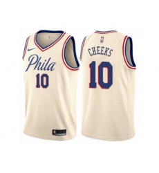 Philadelphia 76ers #10 Maurice Cheeks Authentic Cream NBA Jersey - City Edition
