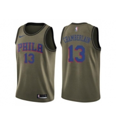 Philadelphia 76ers #13 Wilt Chamberlain Green Salute to Service NBA Swingman Jersey
