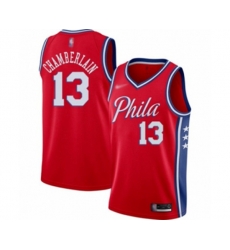 Philadelphia 76ers #13 Wilt Chamberlain Swingman Red Finished Basketball Jersey - Statement Edition