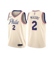 Philadelphia 76ers #2 Moses Malone Authentic Cream NBA Jersey - City Edition