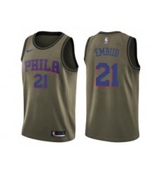 Philadelphia 76ers #21 Joel Embiid Green Salute to Service NBA Swingman Jersey