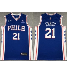 Philadelphia 76ers #21 Joel Embiid Royal 75th Anniversary Icon Edition Swingman Stitched Jersey