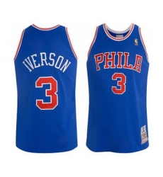 Philadelphia 76ers #3 Allen Iverson Swingman Blue Throwback Basketball Jersey