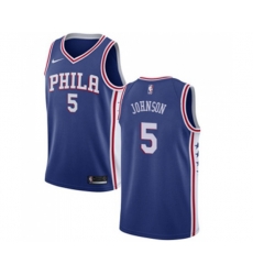 Philadelphia 76ers #5 Amir Johnson Swingman Blue Road Basketball Jersey - Icon Edition