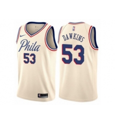 Philadelphia 76ers #53 Darryl Dawkins Authentic Cream NBA Jersey - City Edition