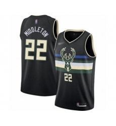 Milwaukee Bucks #22 Khris Middleton Authentic Black Finished Basketball Jersey - Statement Edition