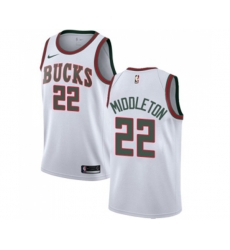 Milwaukee Bucks #22 Khris Middleton Authentic White Fashion Hardwood Classics Basketball Jersey