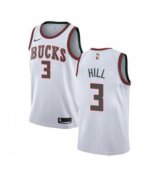Milwaukee Bucks #3 George Hill Authentic White Fashion Hardwood Classics Basketball Jersey