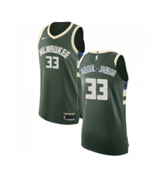 Milwaukee Bucks #33 Kareem Abdul-Jabbar Authentic Green Road Basketball Jersey - Icon Edition
