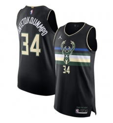 Milwaukee Bucks #34 Giannis Antetokounmpo Jordan Brand Black 2020-21 Authentic Swingman Jersey
