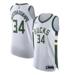 Milwaukee Bucks #34 Giannis Antetokounmpo White 2020-21 Authentic Jersey