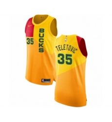 Milwaukee Bucks #35 Mirza Teletovic Authentic Yellow NBA Jersey - City Edition