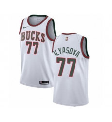 Milwaukee Bucks #77 Ersan Ilyasova Authentic White Fashion Hardwood Classics NBA Jersey