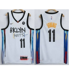 Brooklyn Nets #11 Kyrie Irving NEW White 2021 City Edition Swingman Stitched NBA Jersey With The NEW Sponsor Logo