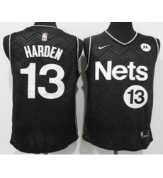 Brooklyn Nets #13 James Harden Black Nike Swingman 2021 Earned Edition Stitched Jersey With Sponsor Logo