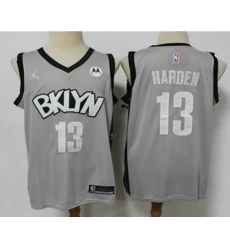 Brooklyn Nets #13 James Harden Light Grey 2021 Brand Jordan Swingman Stitched NBA Jersey With NEW Sponsor Logo