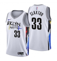 Brooklyn Nets #33 Nicolas Claxton 2022-23 White City Edition Stitched Basketball Jersey