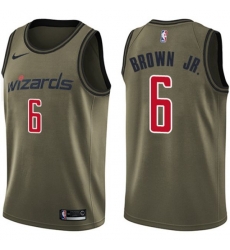 Washington Wizards #6 Troy Brown Jr. Swingman Green Salute to Service NBA Jersey