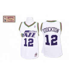 Utah Jazz #12 John Stockton Swingman White Throwback Basketball Jersey