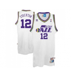 Utah Jazz #12 John Stockton Swingman White Throwback Basketball Jerseys