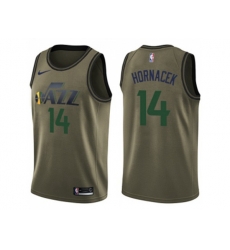 Utah Jazz #14 Jeff Hornacek Green Salute to Service NBA Swingman Jersey