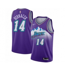 Utah Jazz #14 Jeff Hornacek Swingman Purple Hardwood Classics Basketball Jersey