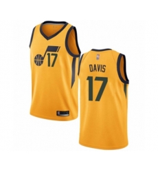 Utah Jazz #17 Ed Davis Swingman Gold Basketball Jersey Statement Edition
