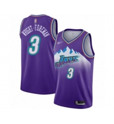 Utah Jazz #3 Justin Wright-Foreman Swingman Purple Hardwood Classics Basketball Jersey
