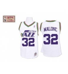 Utah Jazz #32 Karl Malone Swingman White Throwback NBA Jersey