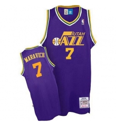 Utah Jazz #7 Pete Maravich Swingman Purple Throwback NBA Jersey