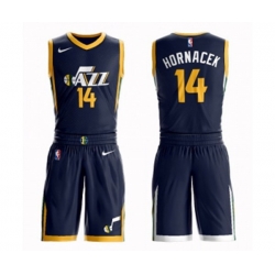 Utah Jazz #14 Jeff Hornacek Swingman Navy Blue Basketball Suit Jersey - Icon Edition