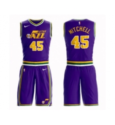 Utah Jazz #45 Donovan Mitchell Swingman Purple Basketball Suit Jersey