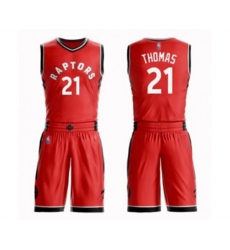 Toronto Raptors #21 Matt Thomas Swingman Red Basketball Suit Jersey - Icon Edition