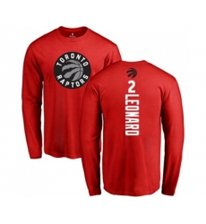 Toronto Raptors #2 Kawhi Leonard Red Backer Long Sleeve T-Shirt