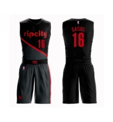 Portland Trail Blazers #16 Pau Gasol Swingman Black Basketball Suit Jersey - City Edition