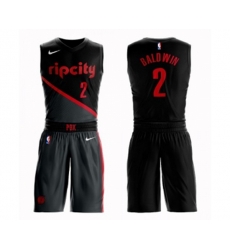 Portland Trail Blazers #2 Wade Baldwin Swingman Black Basketball Suit Jersey - City Edition