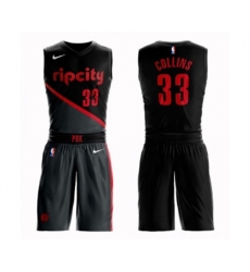 Portland Trail Blazers #33 Zach Collins Swingman Black Basketball Suit Jersey - City Edition