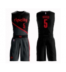 Portland Trail Blazers #5 Rodney Hood Swingman Black Basketball Suit Jersey - City Edition