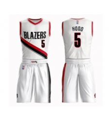 Portland Trail Blazers #5 Rodney Hood Swingman White Basketball Suit Jersey - Association Edition