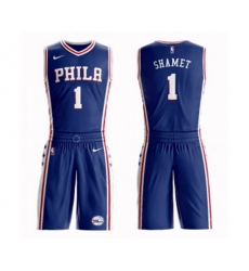 Philadelphia 76ers #1 Landry Shamet Swingman Blue Basketball Suit Jersey - Icon Edition