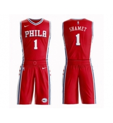 Philadelphia 76ers #1 Landry Shamet Swingman Red Basketball Suit Jersey Statement Edition