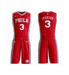 Philadelphia 76ers #3 Allen Iverson Swingman Red Basketball Suit Jersey Statement Edition