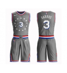 Philadelphia 76ers #3 Dana Barros Swingman Gray Basketball Suit Jersey - City Edition