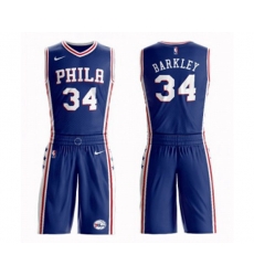Philadelphia 76ers #34 Charles Barkley Swingman Blue Basketball Suit Jersey - Icon Edition